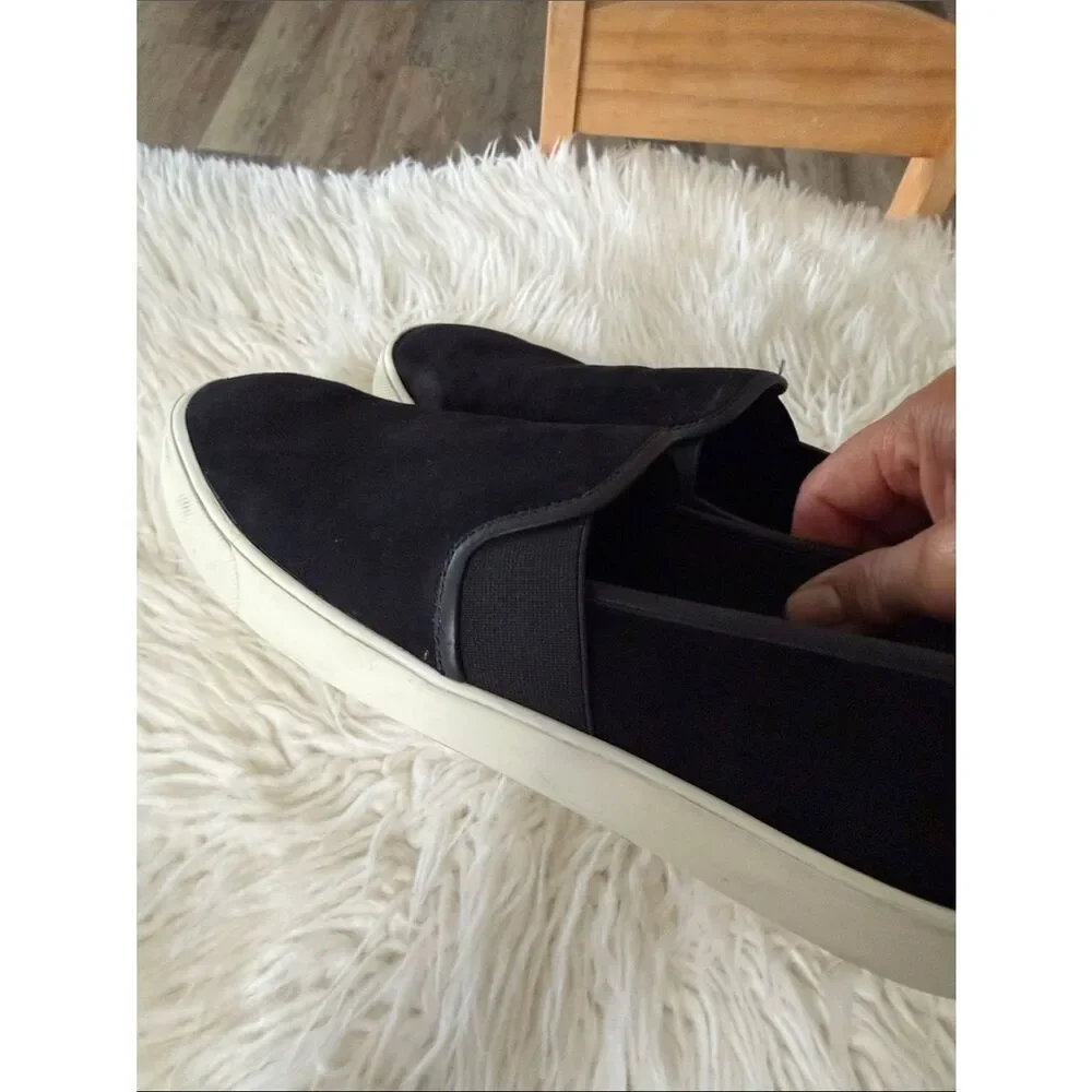 Vince Black Suede Slip-On Flats with White Sole Size 9
